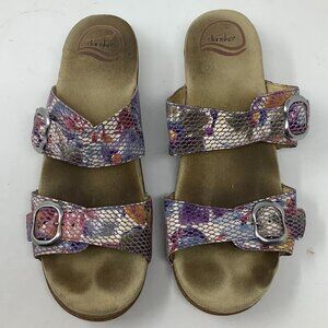 Dansko women's Sophie Multicolor Snakeskin Wedge Sandals 40 leather